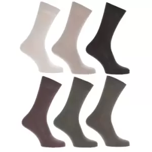 Image of Mens 100% Cotton Plain Work/Casual Socks (Pack Of 6) (UK Shoe 6-11, EUR 39-45) (Shades of Brown)