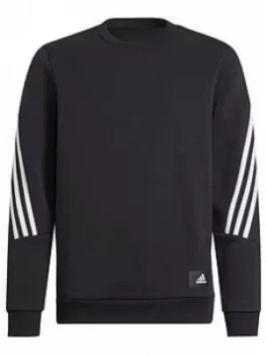 Image of adidas Junior Boys Fi 3s Crew, Black/White, Size 5-6 Years