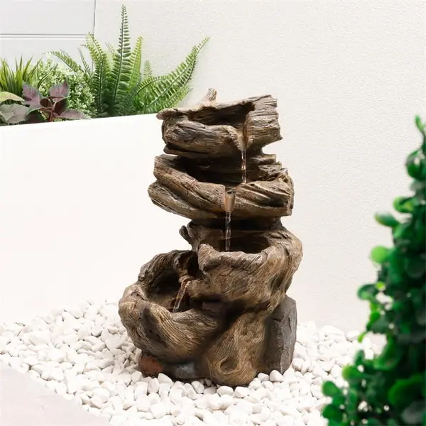 Image of Streetwize Solar Water Feature - Rock Stack Water Fountain - Brown One Size