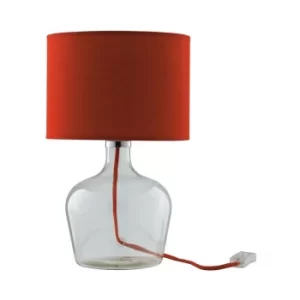 Image of Fan Europe HENDRIX Table Lamp with Round Shade Red, Fabric Lampshade 23x37cm