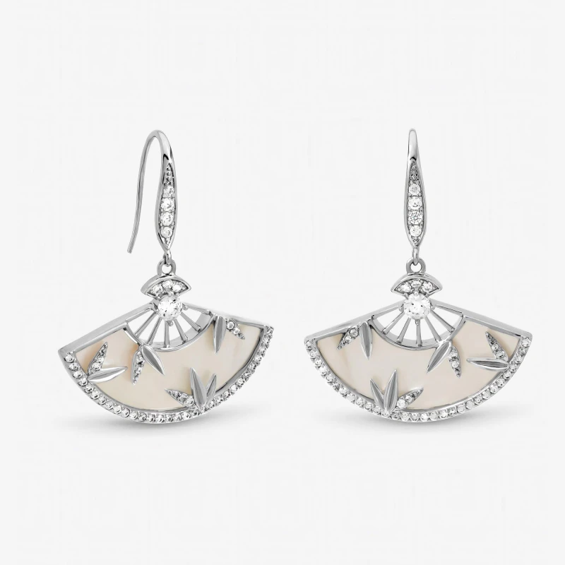 Image of Jon Richard Rhodium Plated Mother of Pearl Fan Earrings Drop Earrings One Size Silver 73785011000