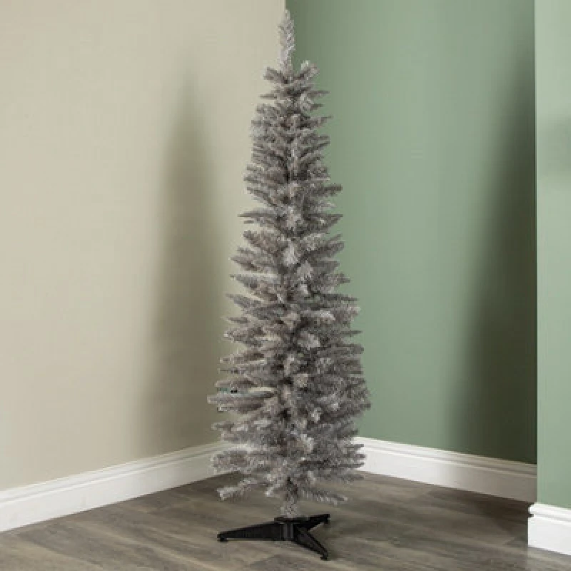 Image of Samuel Alexander 5ft (150Cm) Artificial Pencil Pine Grey Christmas Tree With 168 Tips & Stand