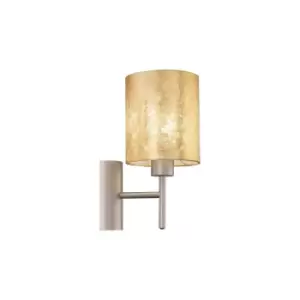 Image of Wall Light Colour Champagne Steel Circular Shade Gold Fabric Bulb E27 1x60W