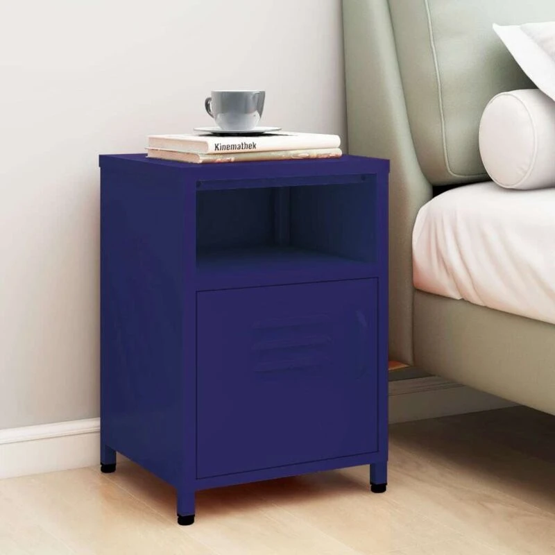 Image of VIDAXL Nightstand Navy Blue 35x35x51cm Steel Vidaxl 8720286565292