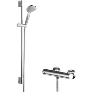 Image of Hudson Reed Binsey Thermostatic Bar Shower Valve with Slimline Slider Rail Kit - Chrome