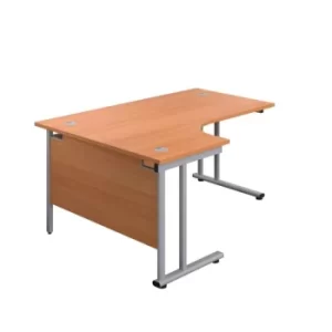 Image of 1800 X 1200 Twin Upright Left Hand Radial Desk Beech-Silver