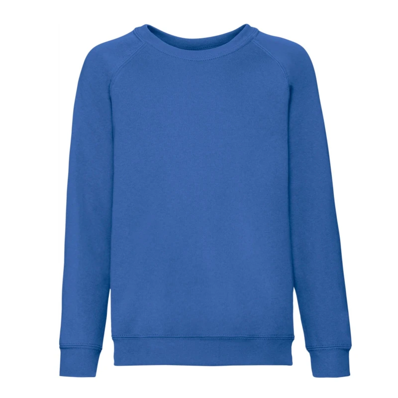 Image of Fruit of the Loom Classic Raglan Sweatshirt in Blue Size: 12-13 Years Blue Unisex 12-13 Years