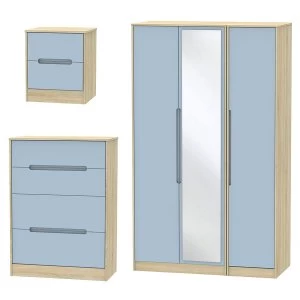 Image of Robert Dyas Barquero 3 Piece Bedroom Set - Pine/Denim