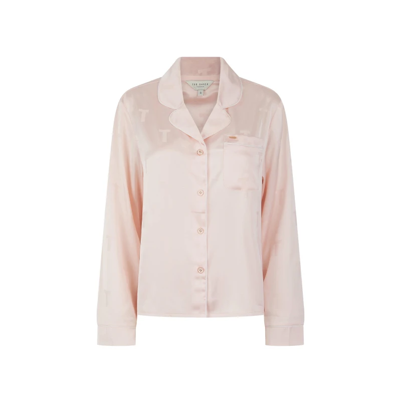 Image of Ted Baker Womens Bak Peggy Set Long Sleeve Pyjama Set Pink female 14 (L)