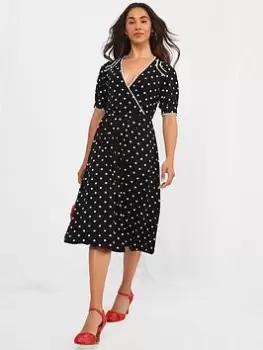 Image of Joe Browns Vintage Polka Dot Midi Dress -black, Black, Size 10, Women