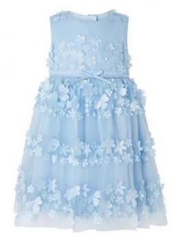 Image of Monsoon Baby Girls Pretty Petal Blue Dress - Blue, Size 3-6 Months