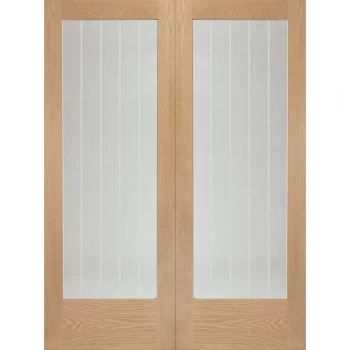 Image of XL Joinery Suffolk Cottage Unfinished Oak Glazed Internal Door Pair - 1981mm x 1372mm (78 inch x 54 inch)