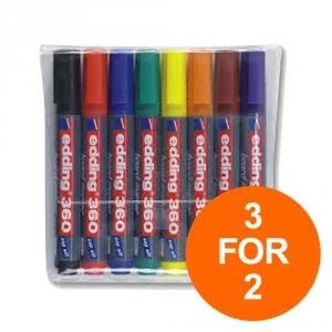 Image of Edding 360 Marker Whiteboard Bullet Tip 1.5 3mm Line Ast Ref 4 360 8
