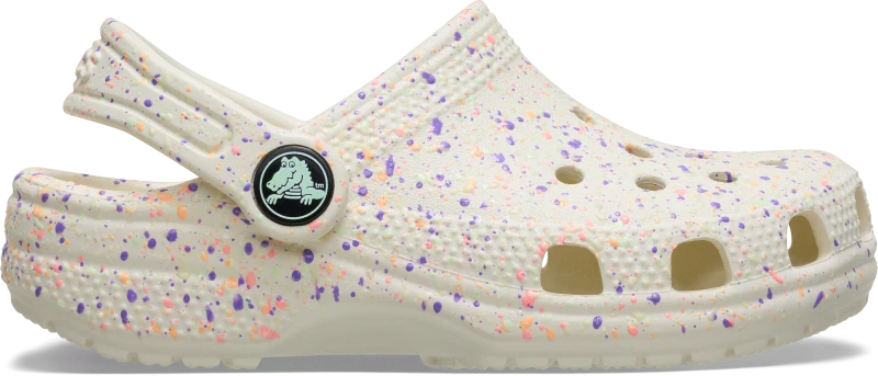 Image of Crocs Kids Classic Glow Paint Splatter Clogs Summit White/Multi J6