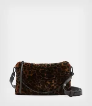 Image of AllSaints Womens Eve Shearling Crossbody Bag, Black