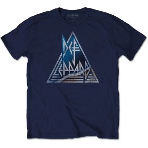 Image of Def Leppard - Triangle Logo Unisex X-Large T-Shirt - Blue