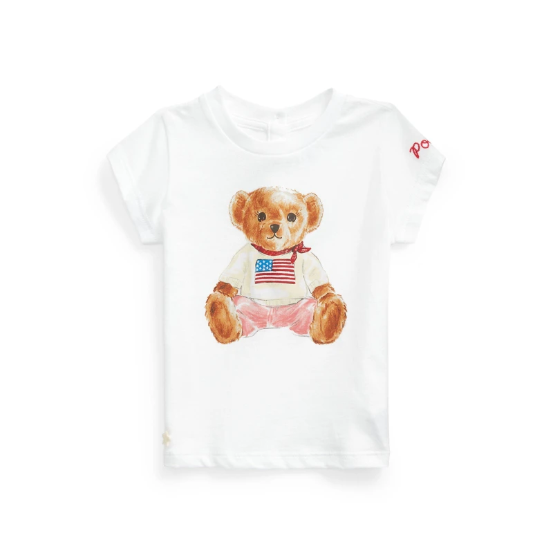 Image of Polo Ralph Lauren Unisex Kids Bear Logo T-Shirt White/Pink unisex 12M