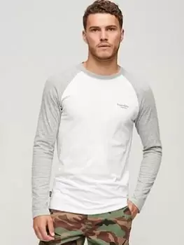Image of Superdry Essential Baseball Long Sleeve T-Shirt - White, Size L, Men
