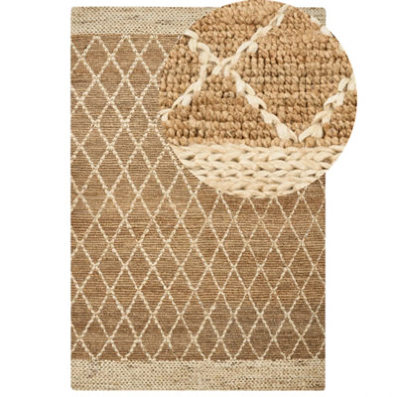 Image of Beliani Rug Zorava Beige 200 X 300 Cm Jute