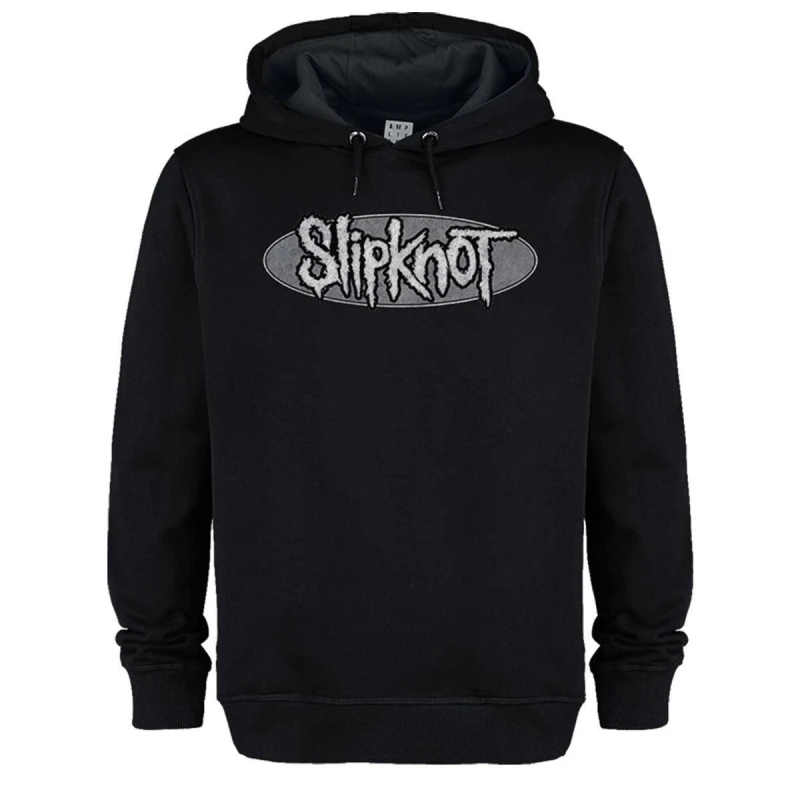 Image of Amplified Amplified Men Oval Logo Slipknot Drawstring Hoodie in Black Size: X-Small Black XS Male 5063470712915