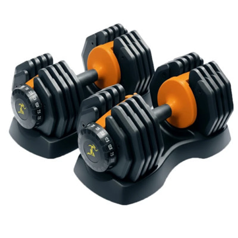 Image of STRONGOLOGY Strongology Urban25 Home Fitness Black and Orange Adjustable Smart Dumbbells from 2.5kg upto 25kg Training Weights Dumbbell 25Kg Urban Ora