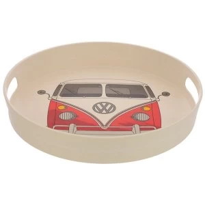 Image of Volkswagen VW T1 Camper Bus Red Bamboo Composite Round Tray