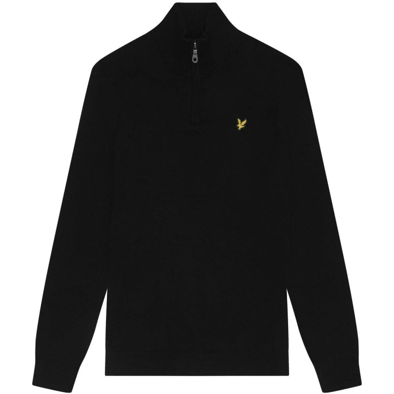 Image of Lyle & Scott Marino Quarter Zip Knit Jet Black M
