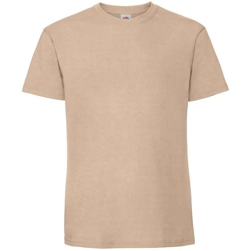 Image of Fruit Of The Loom Fruit of the Loom Men Ringspun Premium T-Shirt in Light Brown Size: Small Light Brown S Male 5063527581778