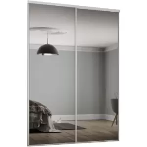 Image of Twinpack 762mm White Framed Mirror Sliding Doors H2260 W1499mm - White Frame Mirror - Spacepro