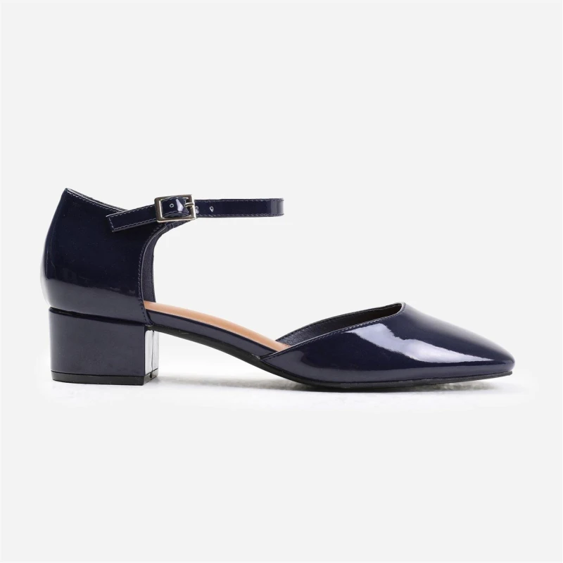 Image of Where's That From 'Peony' Square Toe Low Block Heel With Strap Navy