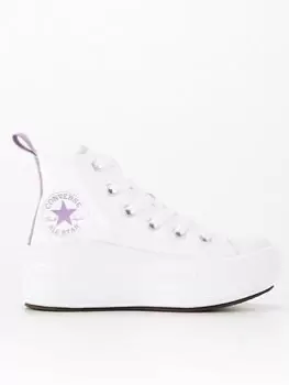 Image of Converse Chuck Taylor All Star Move Platform Hi Top Children's Trainers - White/Purple, White/Purple, Size 2 Older