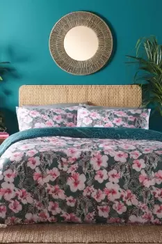 Image of Floral Leopard Print Duvet Cover Set