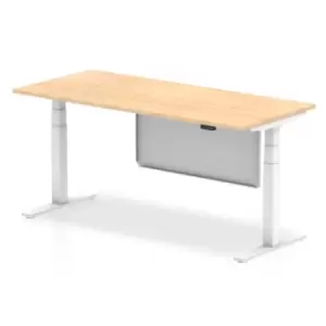 Image of Air 1800 x 800mm Height Adjustable Desk Maple Top White Leg With White Steel Modesty Panel