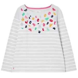 Image of Joules Harbour Luxe Long Sleeve Jersey Top Grey Large Leopard 10