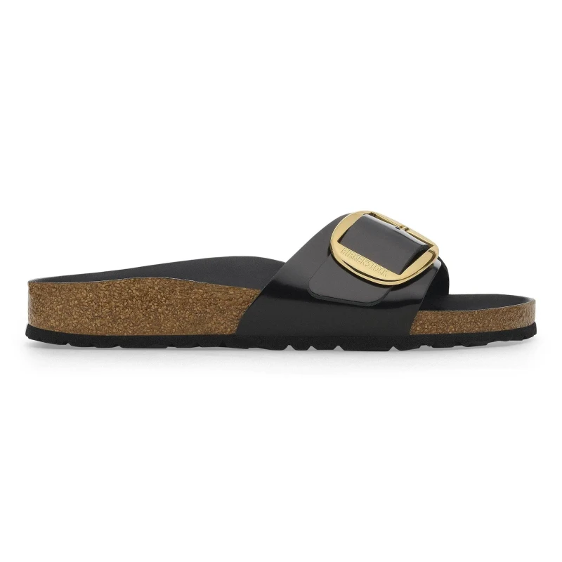 Image of Birkenstock Natural leather patent mules For Her Birkenstock Madrid Noir Female 43 Etroit