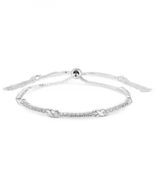 Image of Simply Silver Sterling Silver 925 White Cubic Zirconia CZ and Kiss Toggle Bracelet