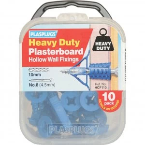 Image of Plasplugs Heavy Duty Plasterboard Hollow Wall Fixings Pack of 10