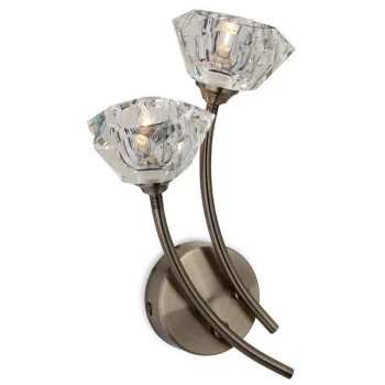 Image of Firstlight - Clara - 2 Light Indoor Wall Light Antique Brass, Clear Glass, G9