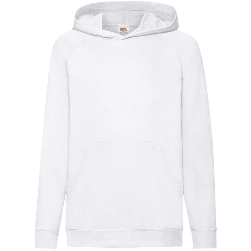 Image of Fruit of the Loom Lightweight Hooded Sweatshirt Hoodie in White Size: 12-13 Years White Unisex 12-13 Years