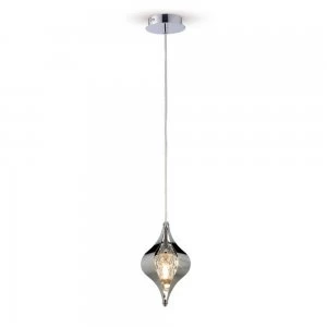 Image of Ceiling Pendant 1 Light Polished Chrome, Crystal