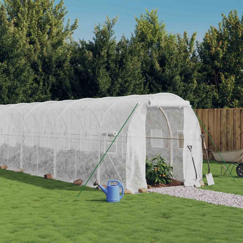 Image of vidaXL Greenhouse with Steel Frame White 48m 24x2x2 m, White 3188038
