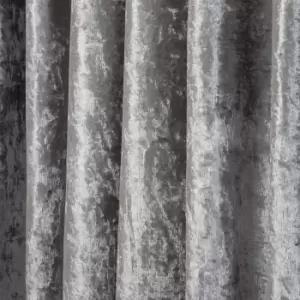 Image of Sienna Crushed Velvet Pair Of Pencil Pleat Curtains Silver - 46" X 72"