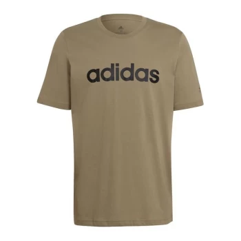 Image of adidas Mens Essentials Linear T-Shirt - Khaki/White