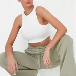 Image of Missguided Rib Extreme Racer Neck Crop Vest Top - White