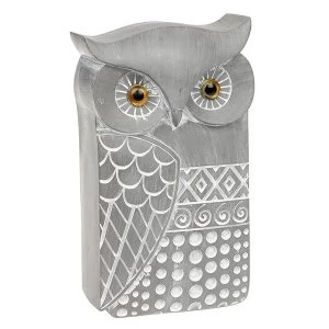 Image of Country Grey Modern Owl Large Ornament