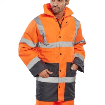 Image of BSeen Hi Vis Heavyweight Two Tone Traffic Jacket 4XL OrangeNavy Ref