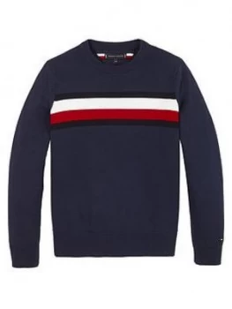 Image of Tommy Hilfiger Boys Flag Knitted Jumper - Navy