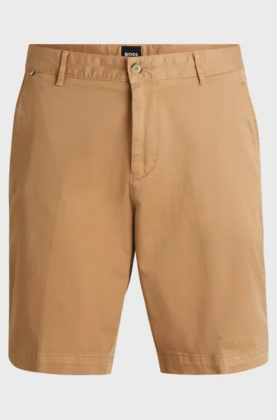 Image of BOSS Black Slice Cotton-Blend Twill Smart Shorts - S Beige Shorts male 50512524-260 S