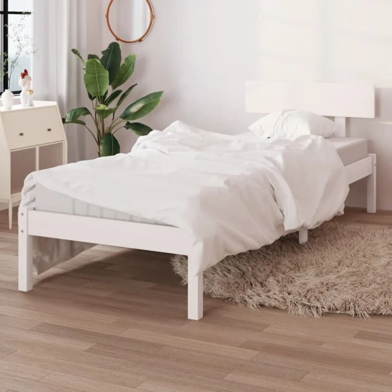 Image of VIDAXL Vidaxl - Bed Frame without Mattress White Solid Wood Pine Single 8720286762745