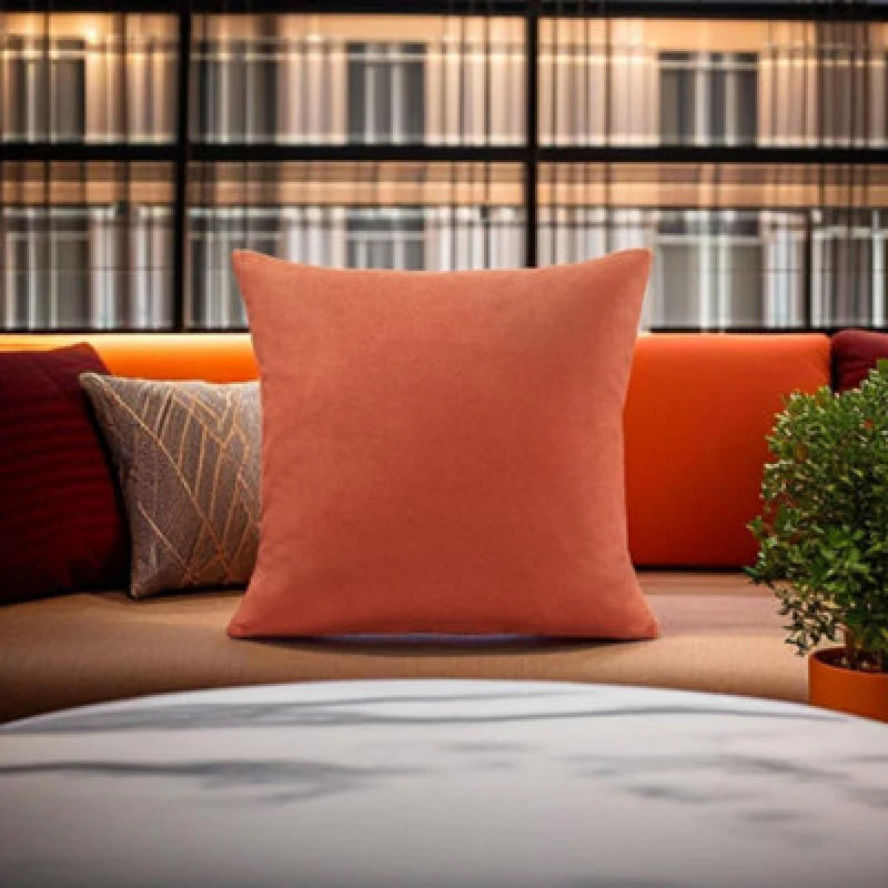 Image of Luxury Living Velvet Chenille Cushion Orange